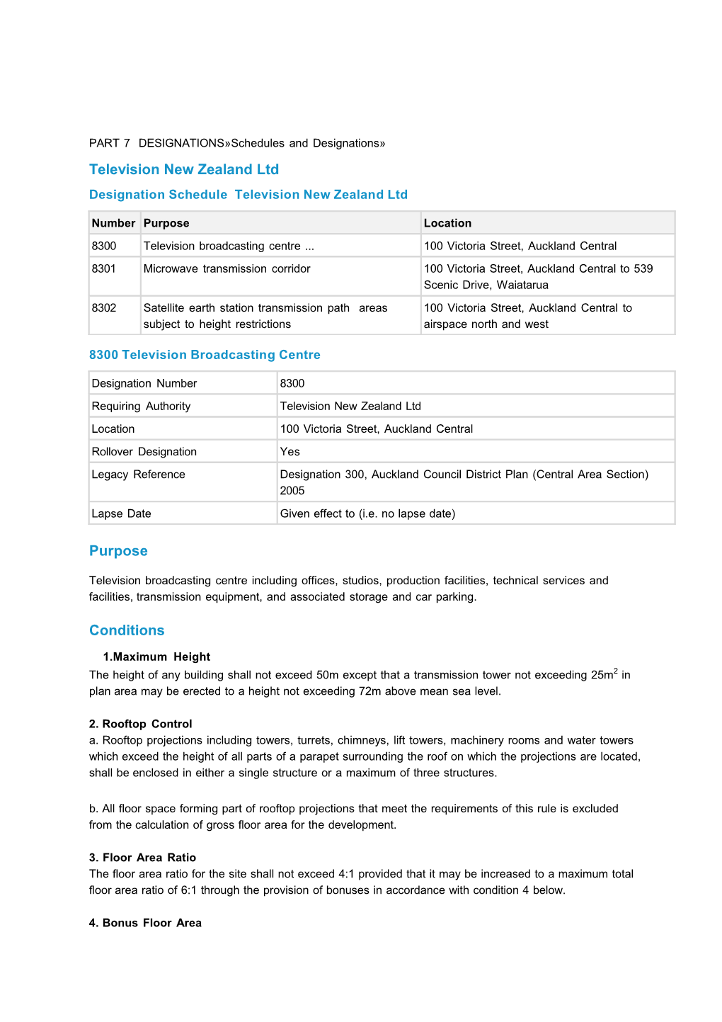 The Proposed Auckland Unitary Plan - Designations 26: Television New Zealand Ltd