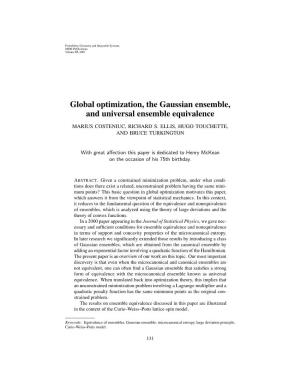 Global Optimization, the Gaussian Ensemble, and Universal Ensemble Equivalence