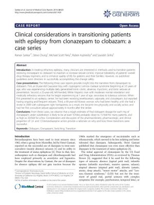 Clinical Considerations in Transitioning Patients with Epilepsy From