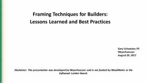 Framing Techniques for Builders: Lessons Learned and Best Practices