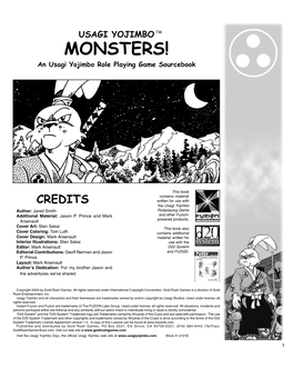 Monsters in the Usagi Yojimbo Rpg