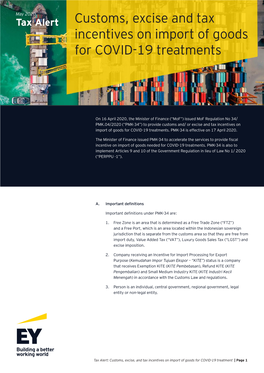 Customs, Excise and Tax Incentives on Import of Goods for COVID-19 Treatments