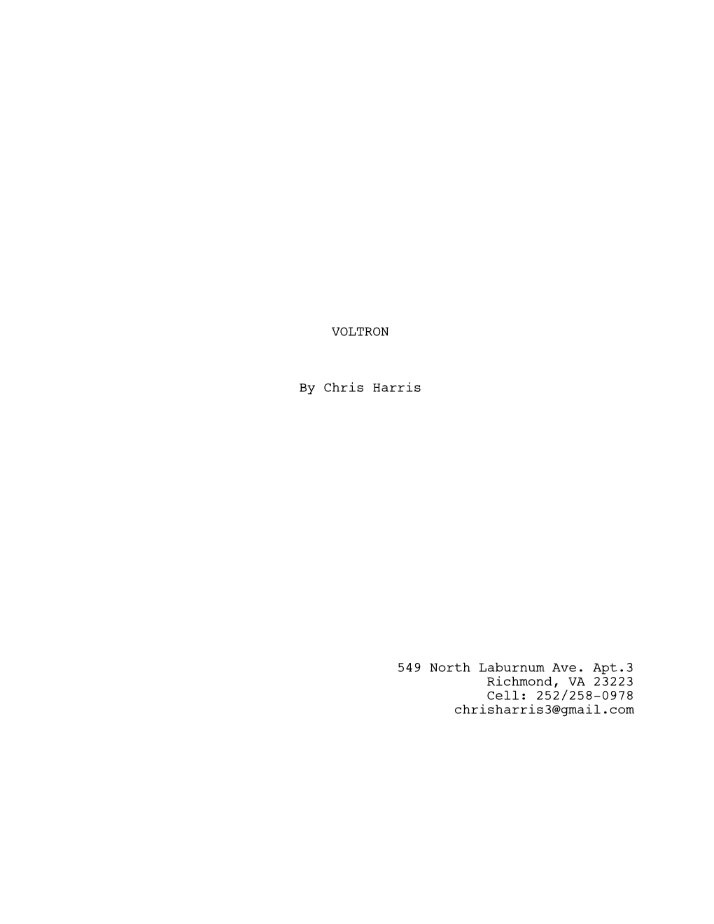 Voltron Script Script