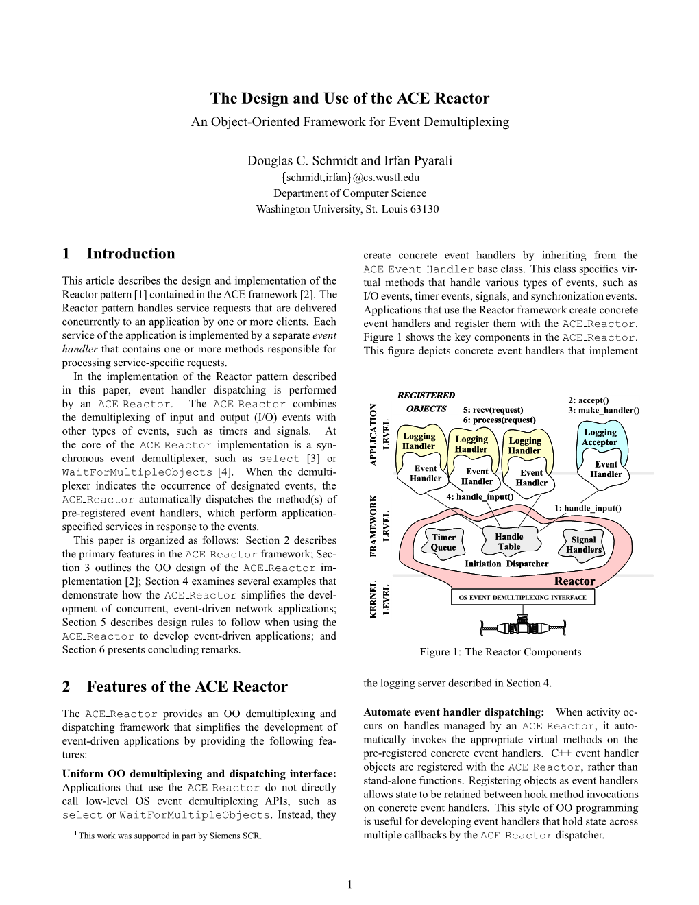 The Design and Use of the ACE Reactor an Object-Oriented Framework for Event Demultiplexing