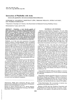 Interaction of Phalloidin with Actin (Toxin/Cyclic Peptide/Liver Cell Actin/Cytochalasin B/Microfilaments) ANNELIESE M