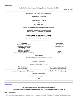 Form 10 Visteon Corporation