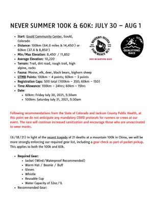 Never Summer Runners' Handbook