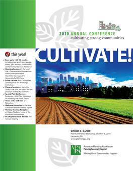 Final Program: the 2010 Annual Conference Final Program Is Printed on Roland Opaque50 Smooth Bright White 70# and Contains FSC Certified 50% Post-Consumer Fiber
