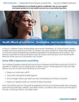 Health Effects of Lockdown, Quarantine, and Social Distancing