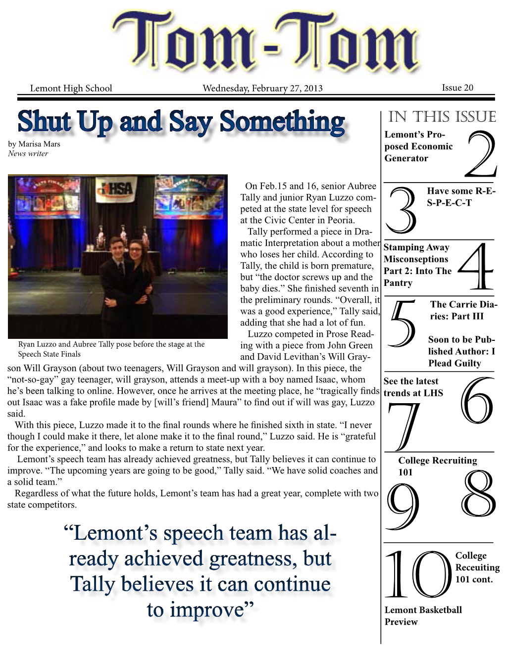 Shut up and Say Something Lemont’S Pro- by Marisa Mars Posed Economic News Writer Generator