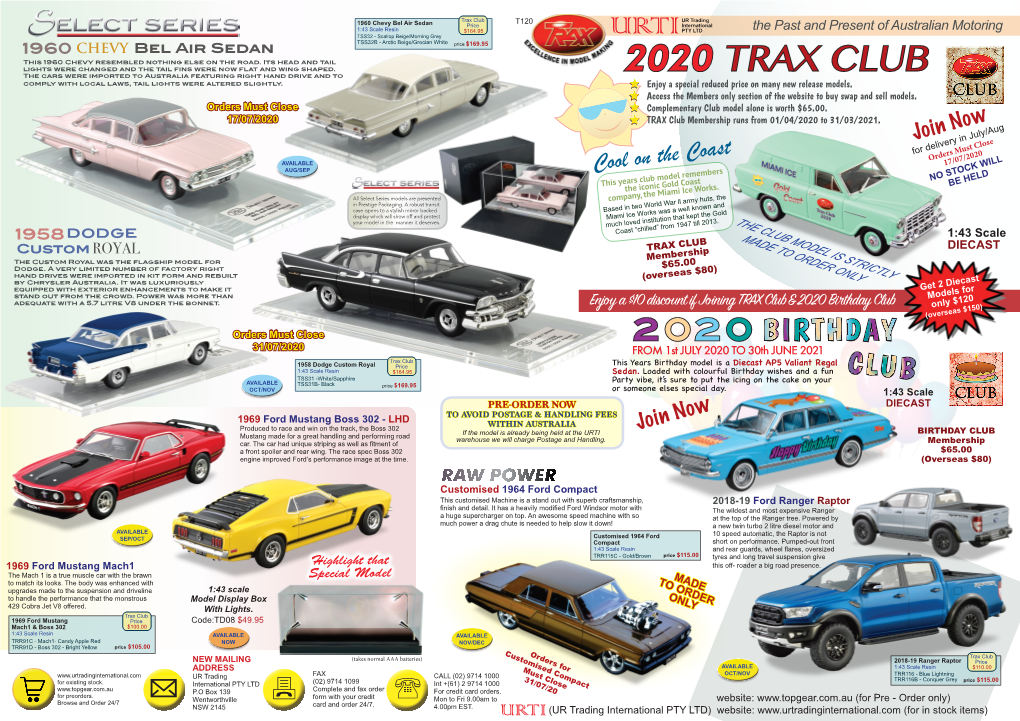 2020 TRAX Club Membership Runs from 01/04/2020 to 31/03/2021