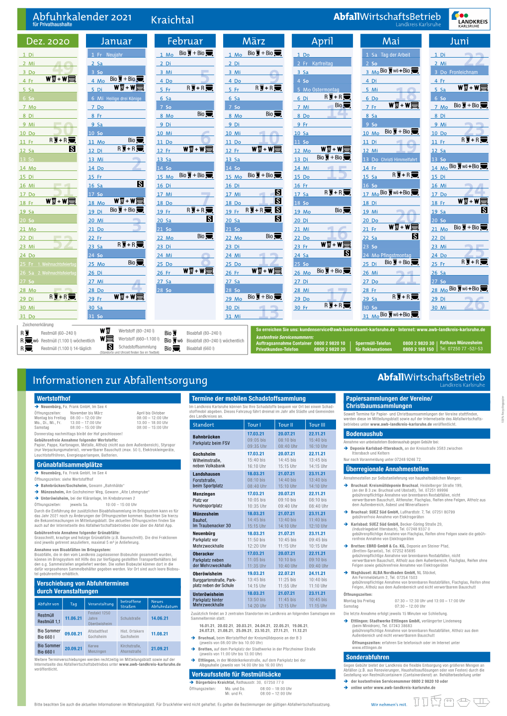 Abfuhrkalender 2021 Informationen Zur Abfallentsorgung Kraichtal