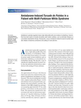 Amiodarone-Induced Torsade De Pointes in a Patient with Wolff