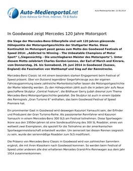 In Goodwood Zeigt Mercedes 120 Jahre Motorsport