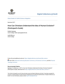 How Can Christians Understand the Idea of Human Evolution? (Participant's Guide)
