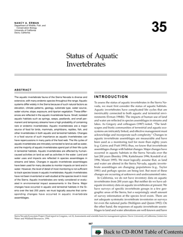 Status of Aquatic Invertebrates