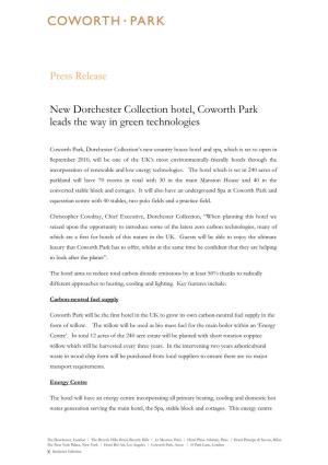 Press Release New Dorchester Collection Hotel, Coworth Park