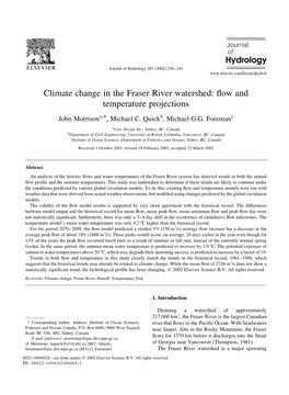 Climate Change in the Fraser River Watershed: Flow and Temperature