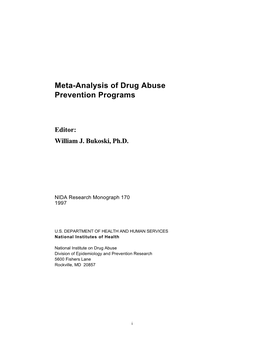 Meta-Analysis of Drug Abuse Prevention Programs
