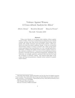 A Cross-Cultural Analysis for Africa∗
