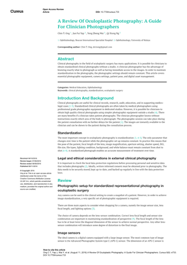 A Review of Oculoplastic Photography: a Guide for Clinician Photographers