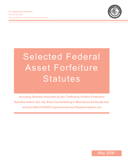 Selected Federal Asset Forfeiture Statutes