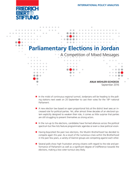 Parliamentary Elections in Jordan a Competition of Mixed Messages