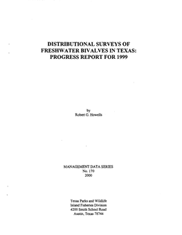 Distributional Surveys of Freshwater Bivalves in Texas: Progress Report for 1999
