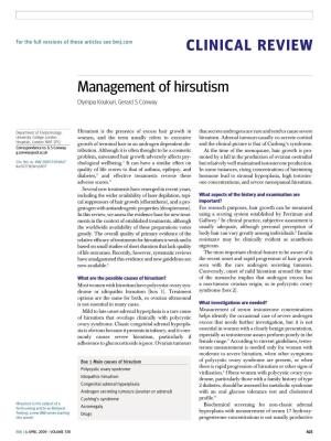 CLINICAL REVIEW Management of Hirsutism