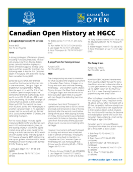 Canadian Open History at HGCC T4