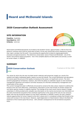 2020 Conservation Outlook Assessment