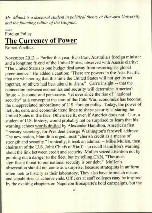 The Currency of Power Robert Zoellick