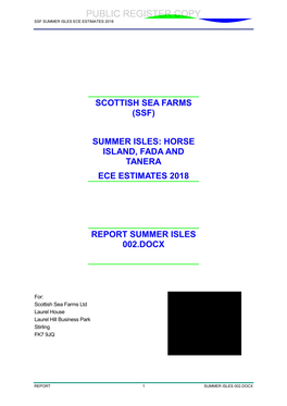 Horse Island, Fada and Tanera Ece Estimates 2018