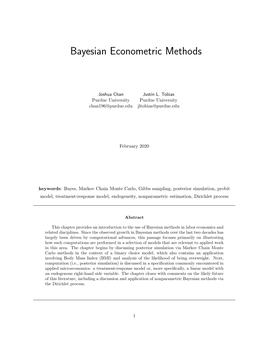 Bayesian Econometric Methods