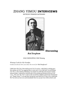 Zhang Yimou Interviews Edited by Frances Gateward