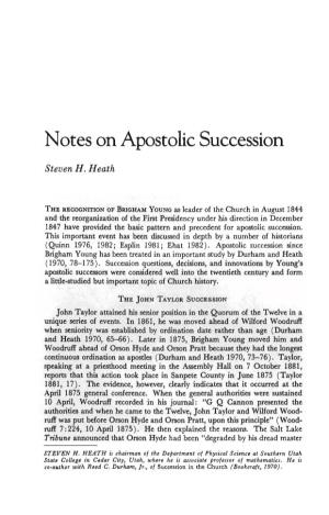 Notes on Apostolic Succession