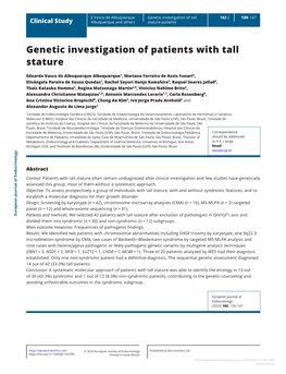 Genetic Investigation of Patients with Tall Stature