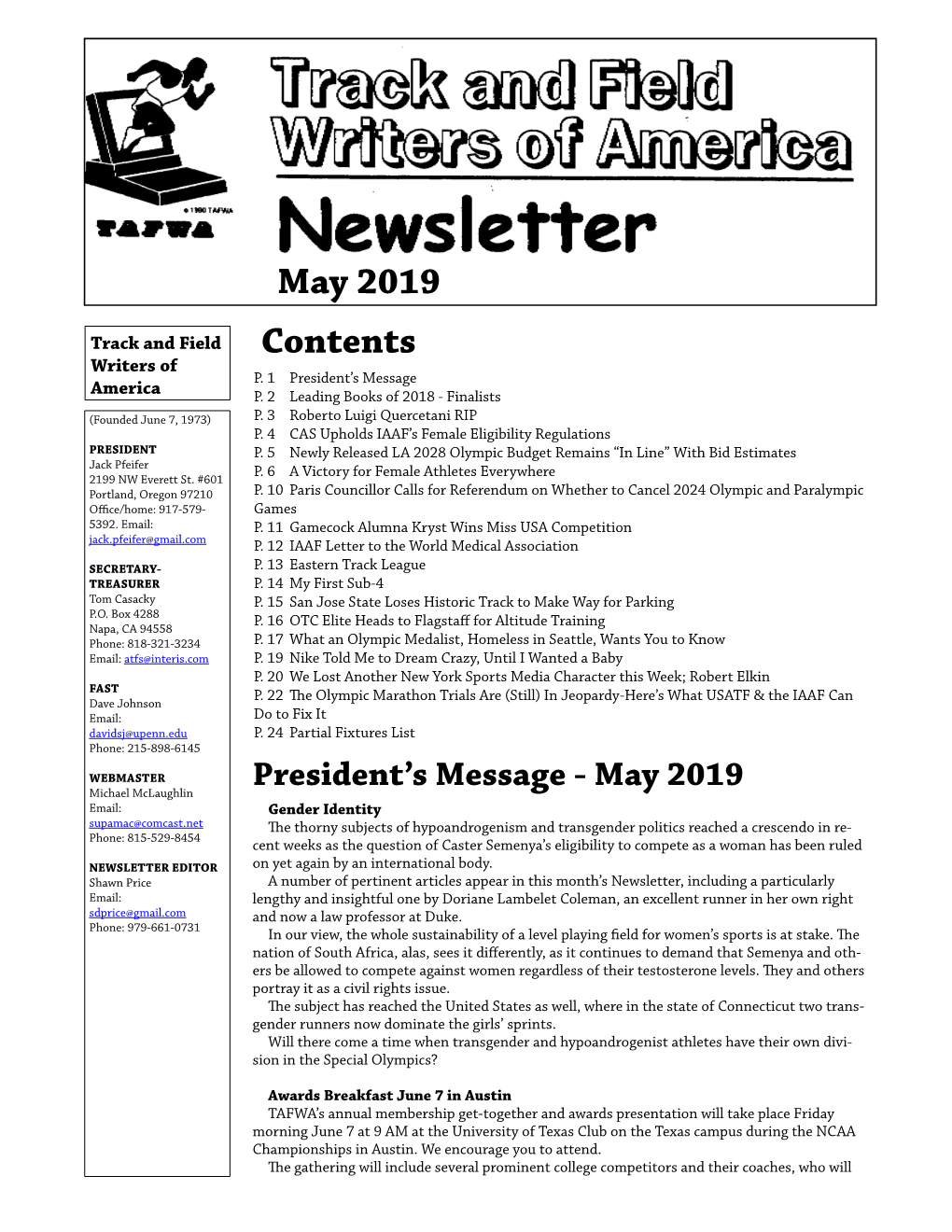 May 2019 Contents