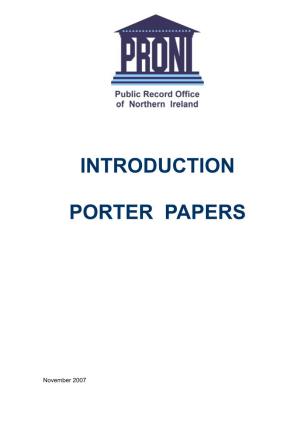 Introduction Porter Papers