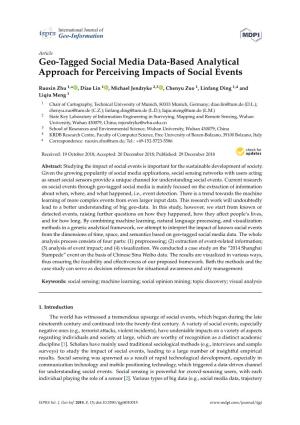 Geo-Tagged Social Media Data-Based Analytical Approach for Perceiving Impacts of Social Events