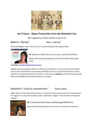 Ian France - Opera Favourites from the Romantic Era