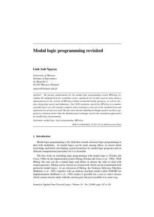 Modal Logic Programming Revisited