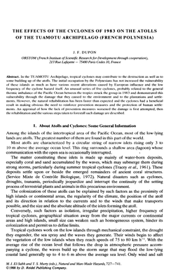 The Effects of the Cyclones of 1983 on the Atolls of the Tuamotu Archipelago (French Polynesia)