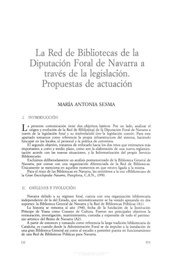 La Red De Bibliotecas De La Diputación Foral De Navarra a Través De La Legislación