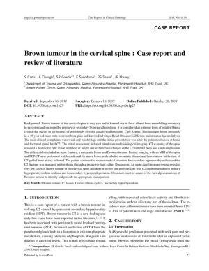 Brown Tumour in the Cervical Spine : Case Report and Review of Literature
