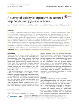 A Survey of Epiphytic Organisms in Cultured Kelp Saccharina Japonica