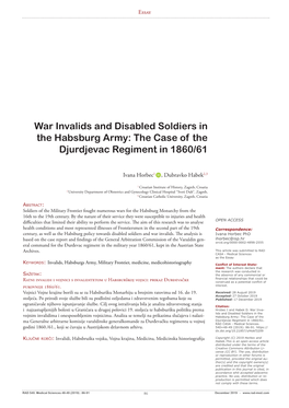 War Invalids and Disabled Soldiers in the Habsburg Army: the Case of the Djurdjevac Regiment in 1860/61