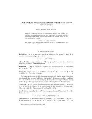 Applications of Representation Theory to Finite Group Study