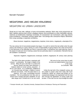 Megaforma Jako Miejski Krajobraz