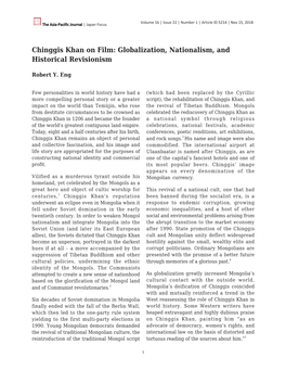 Chinggis Khan on Film: Globalization, Nationalism, and Historical Revisionism